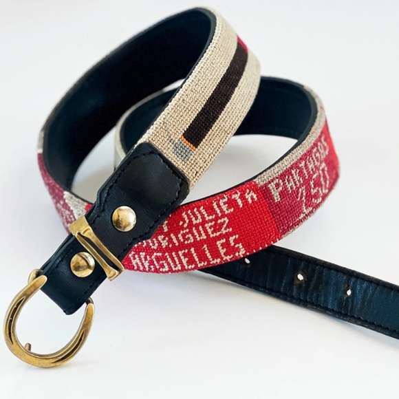 Crafty Fox Women\'s Leather Equestrian Needlepoint Belt-Cigar Theme main image 5